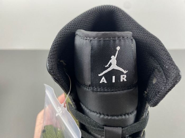 Air Jordan 1 Mid Black White Olive BQ8426-092