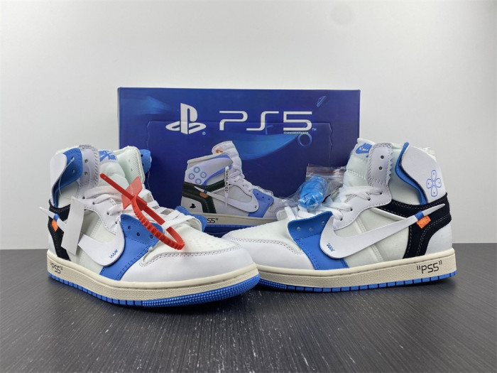 OFW x Air Jordan 1 blue white AQ0818-168