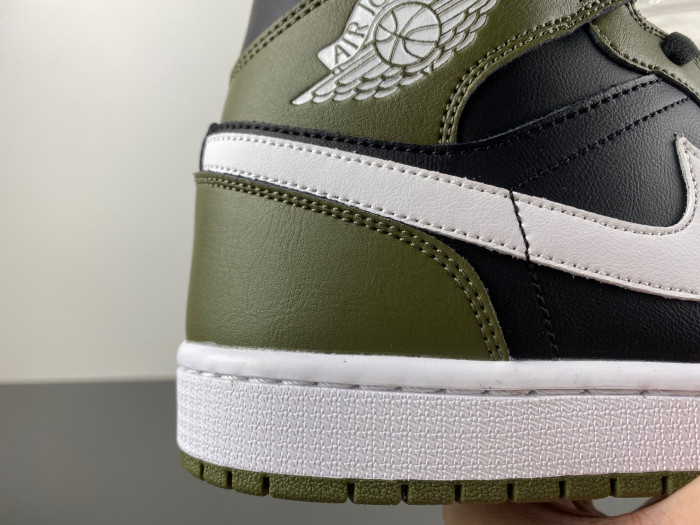 Air Jordan 1 Mid Black White Olive BQ8426-092