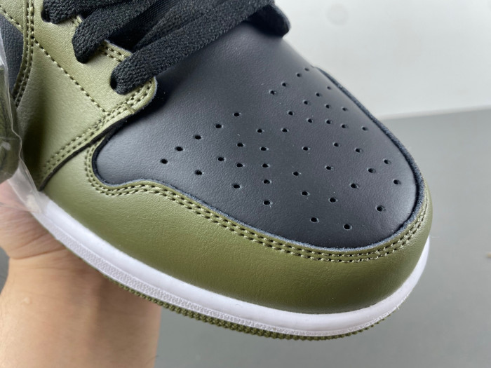 Air Jordan 1 Mid Black White Olive BQ8426-092