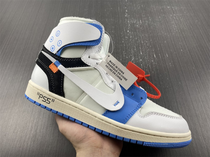 OFW x Air Jordan 1 blue white AQ0818-168