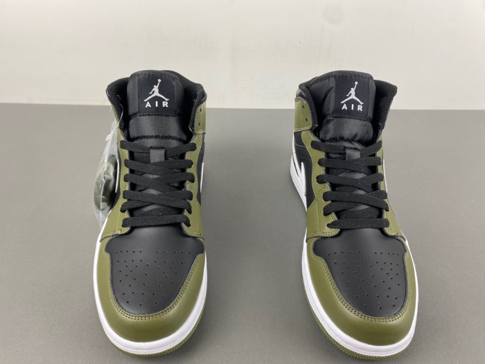 Air Jordan 1 Mid Black White Olive BQ8426-092