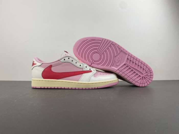 Travis Scott × Air Jordan 1 Low "Shy Pink"IQ7604-101