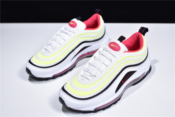 NIKE AIR MAX 97 GS Kie Ney AMAX 97 GS WHITE/RUSH PINK/BLACK/VOLT CJ9978-100