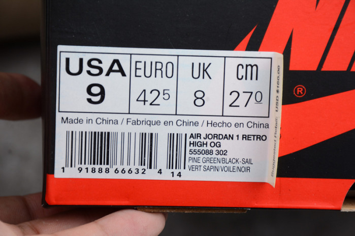 AIR JORDAN 1 HIGH OG NRG PINE GREEN/SAIL-BLACK 555088-302