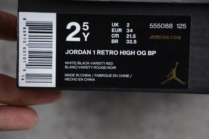 Kids Air Jordan 1 Retro Black Toe (2016) 555088-125