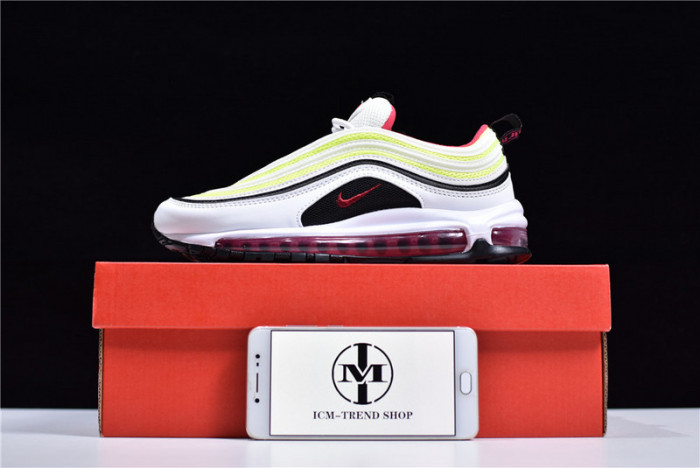 NIKE AIR MAX 97 GS Kie Ney AMAX 97 GS WHITE/RUSH PINK/BLACK/VOLT CJ9978-100