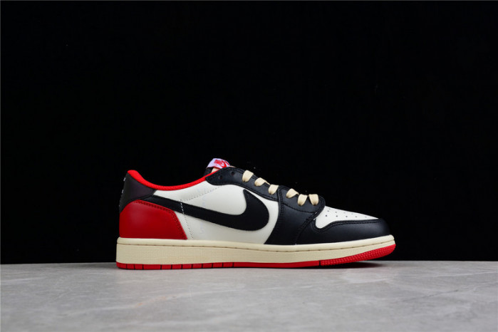 TRAVIS SCOTT X FRAGMENT DESIGN X AIR JORDAN 1 LOW OG SP BLACK/WHITE-GYM RED