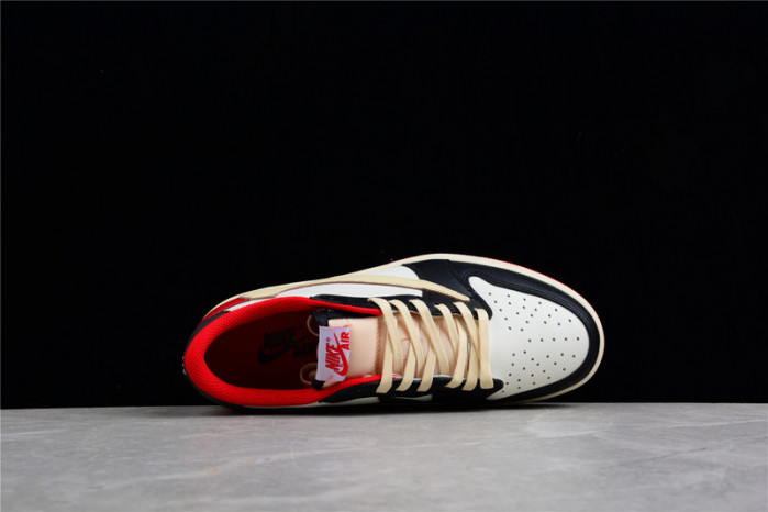 TRAVIS SCOTT X FRAGMENT DESIGN X AIR JORDAN 1 LOW OG SP BLACK/WHITE-GYM RED