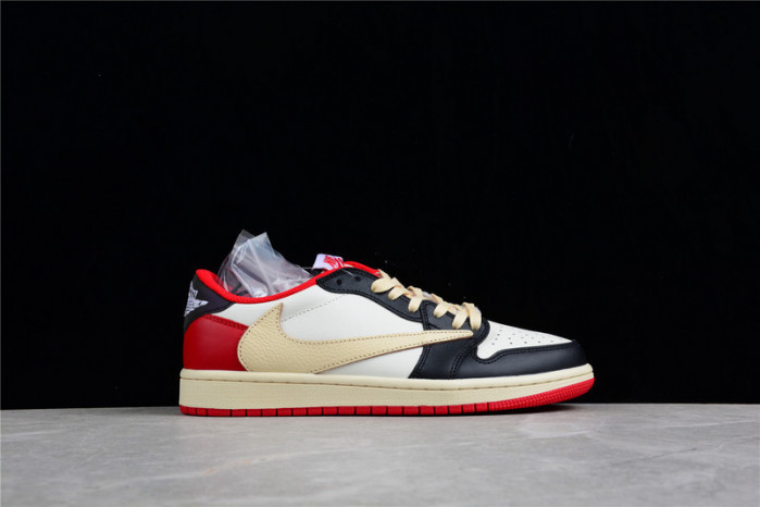 TRAVIS SCOTT X FRAGMENT DESIGN X AIR JORDAN 1 LOW OG SP BLACK/WHITE-GYM RED
