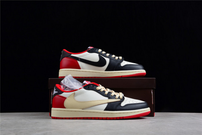 TRAVIS SCOTT X FRAGMENT DESIGN X AIR JORDAN 1 LOW OG SP BLACK/WHITE-GYM RED