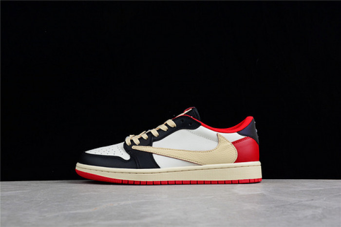 TRAVIS SCOTT X FRAGMENT DESIGN X AIR JORDAN 1 LOW OG SP BLACK/WHITE-GYM RED