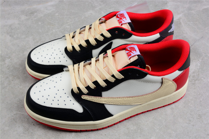 TRAVIS SCOTT X FRAGMENT DESIGN X AIR JORDAN 1 LOW OG SP BLACK/WHITE-GYM RED