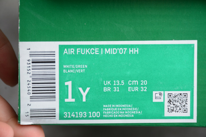 Kids Nike Air Force 1 Mid 07 White Green Orange 314193-100