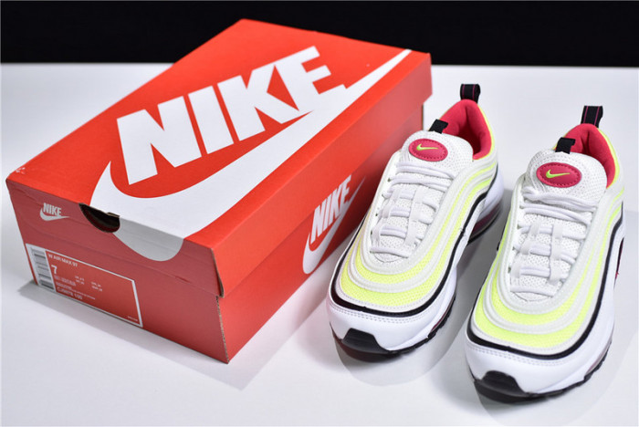 NIKE AIR MAX 97 GS Kie Ney AMAX 97 GS WHITE/RUSH PINK/BLACK/VOLT CJ9978-100